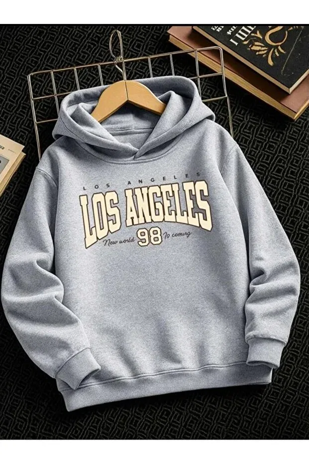 Детское худи для девочек с принтом Losangeles 98 Baxia, Gray