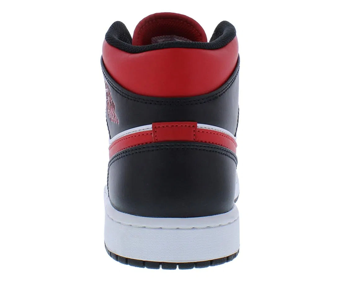 Детские баскетбольные кроссовки для мальчиков Jordan 1 Mid Ps NIKE, Black Fire Red White — фото 4