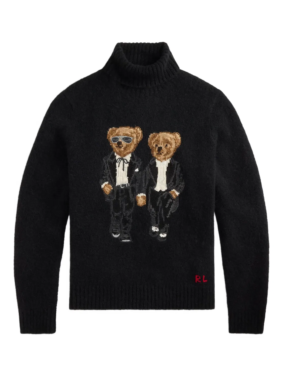 Пуловер с воротником-стойкой и вышивкой медведя Polo Ralph Lauren, черный
