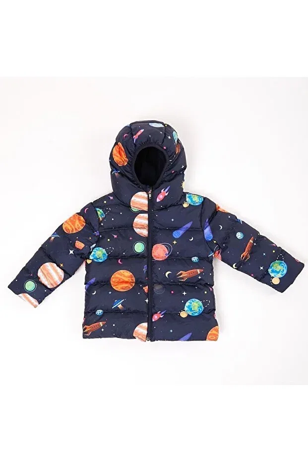 Детское пальто для девочек с принтом Polar Planet Star Firststops, Navy Blue