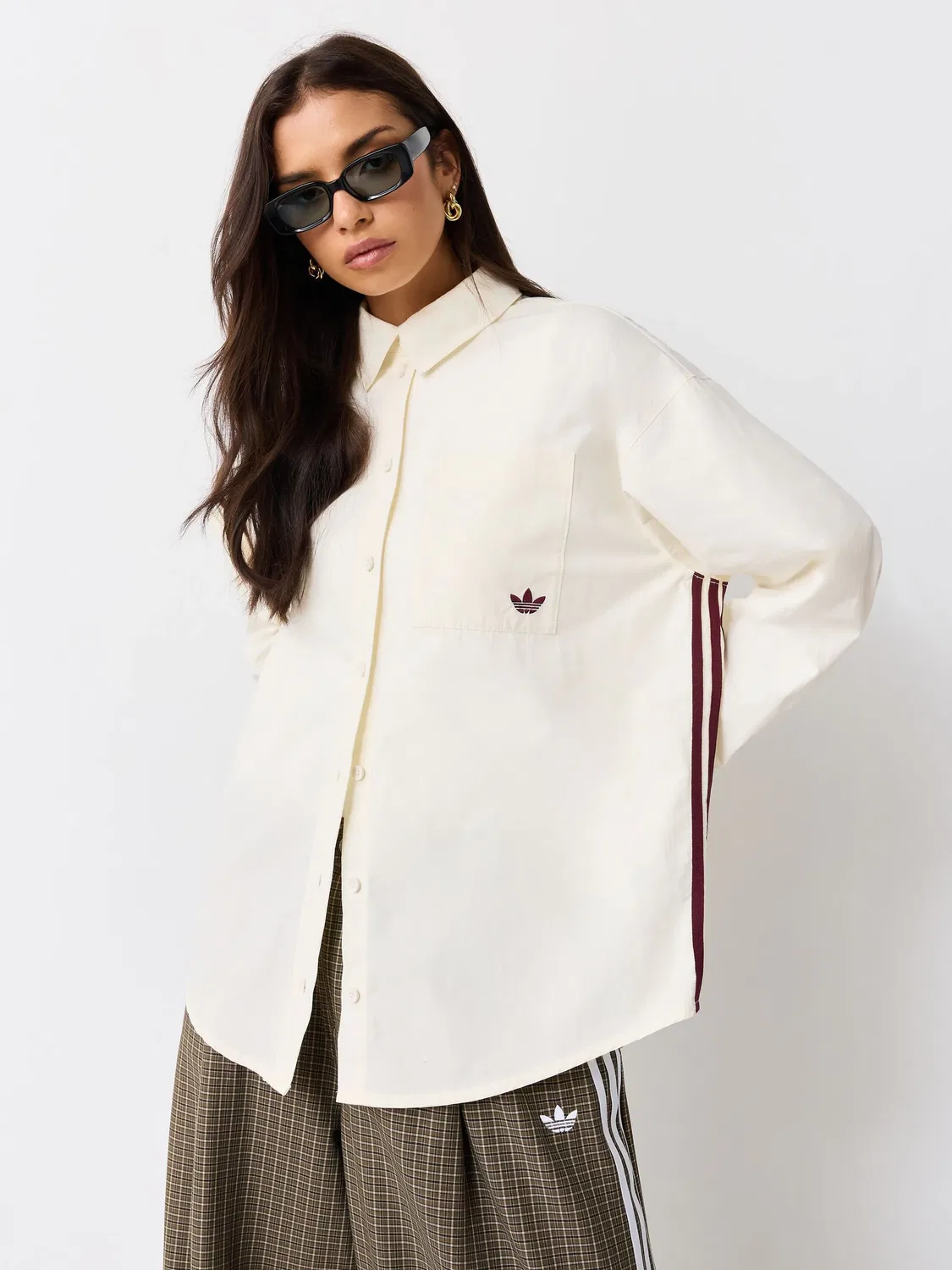 Белая рубашка с 3 полосками adidas Originals