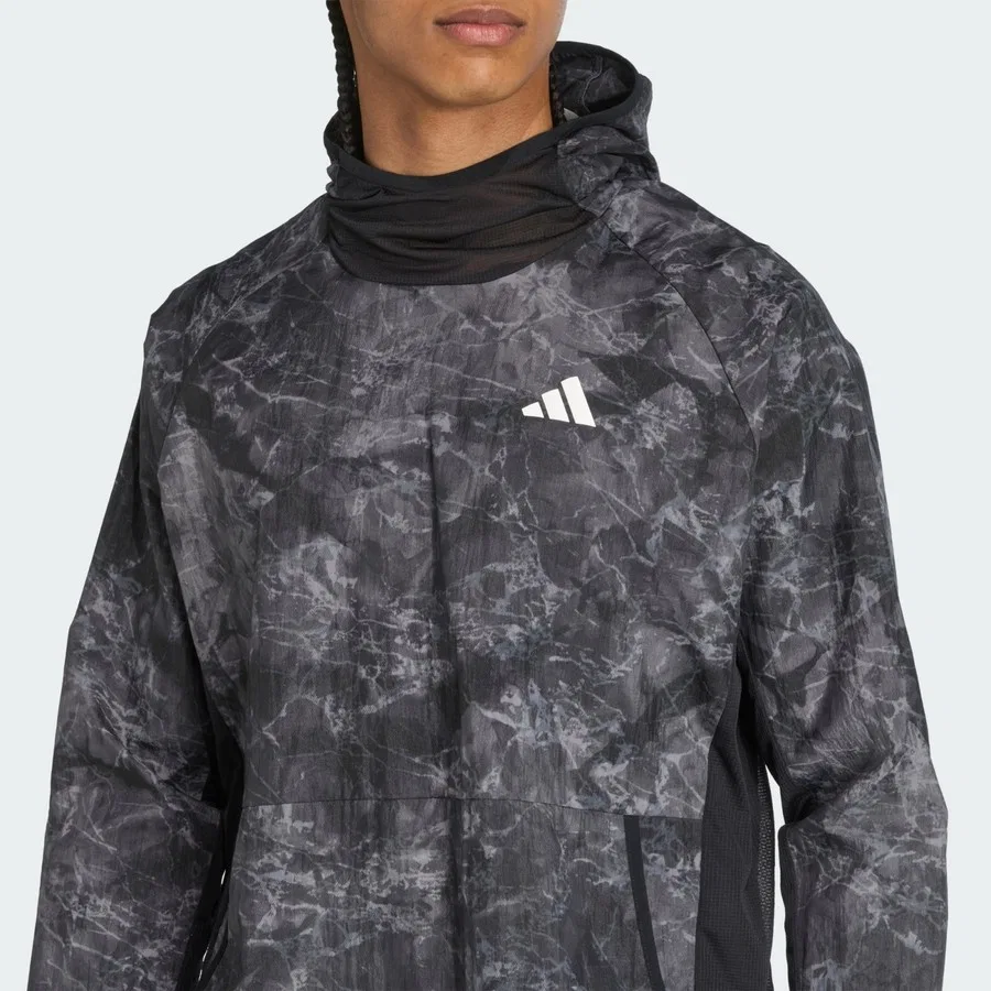 Мужской спортивный свитшот с капюшоном Own The Run Spray Dye Unitefit adidas, Серо-черный — фото 4
