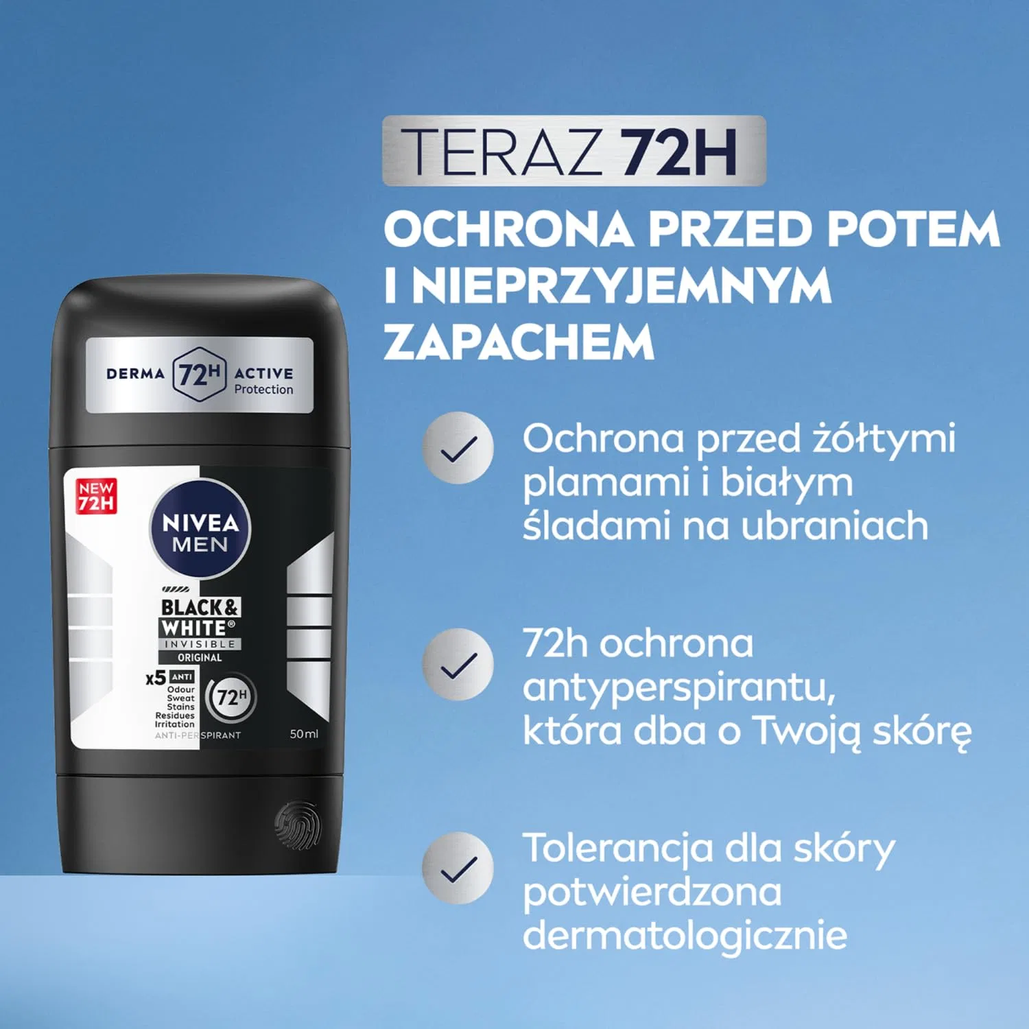 Антиперспирант-стик NIVEA MEN Black & White Original, 50 мл — фото 3