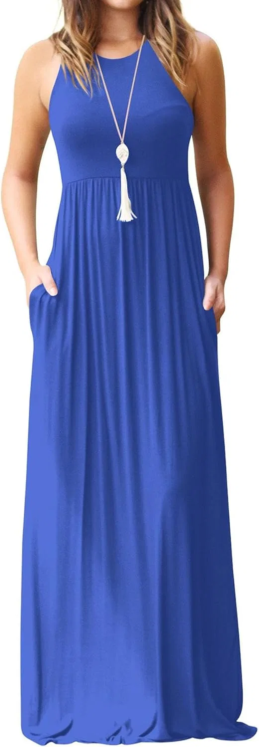 Женский летний сарафан макси с рюшами, Royal Blue