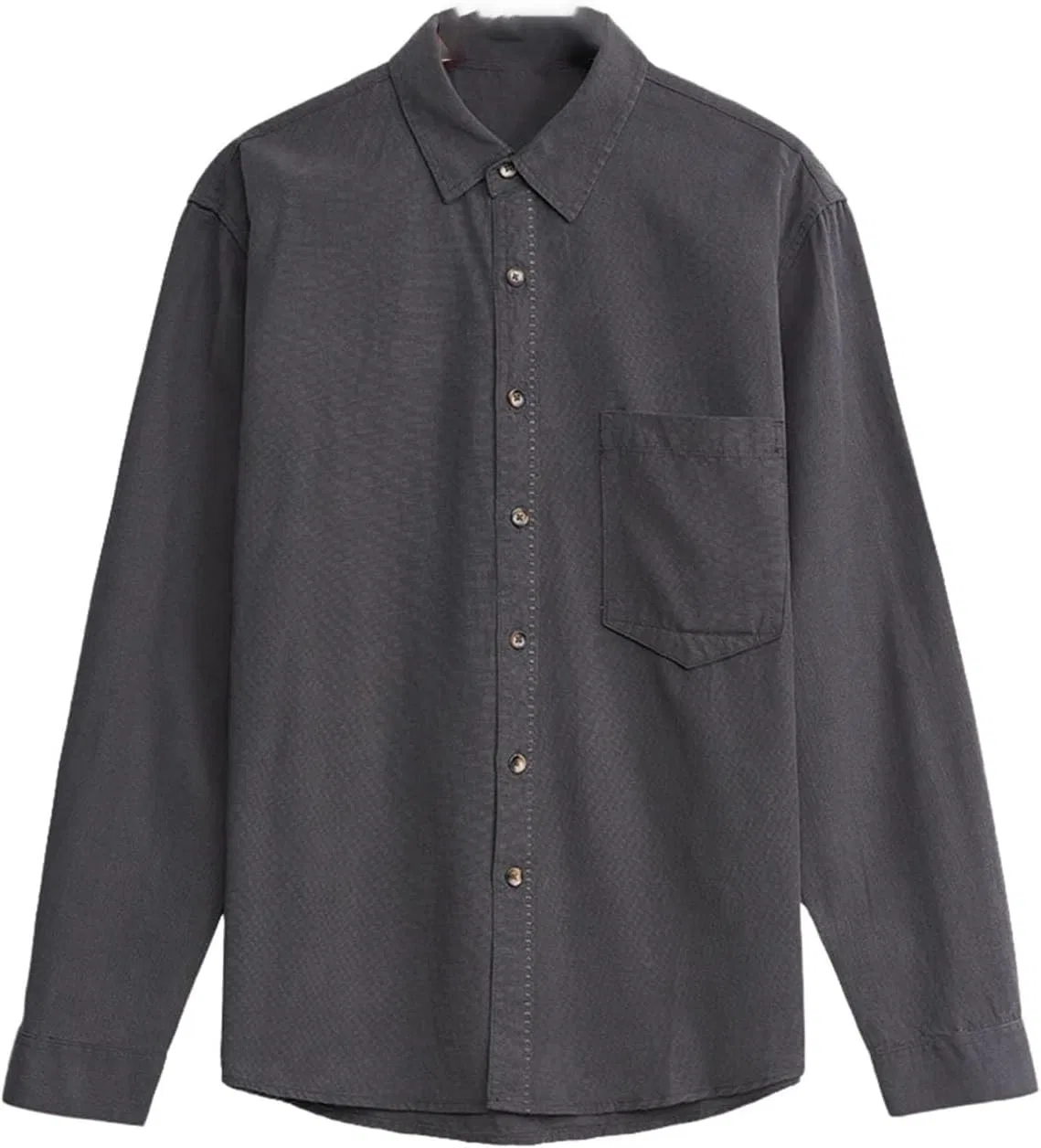 Мужская рубашка с длинным рукавом, хлопковая, тёмно-серый