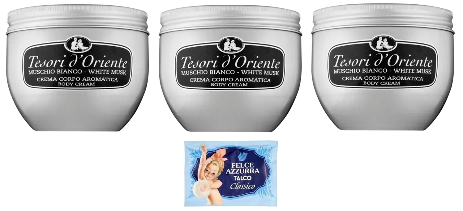 Крем для тела White Musk, Felce Azzurra, набор 3 шт, 900 мл, 100 г