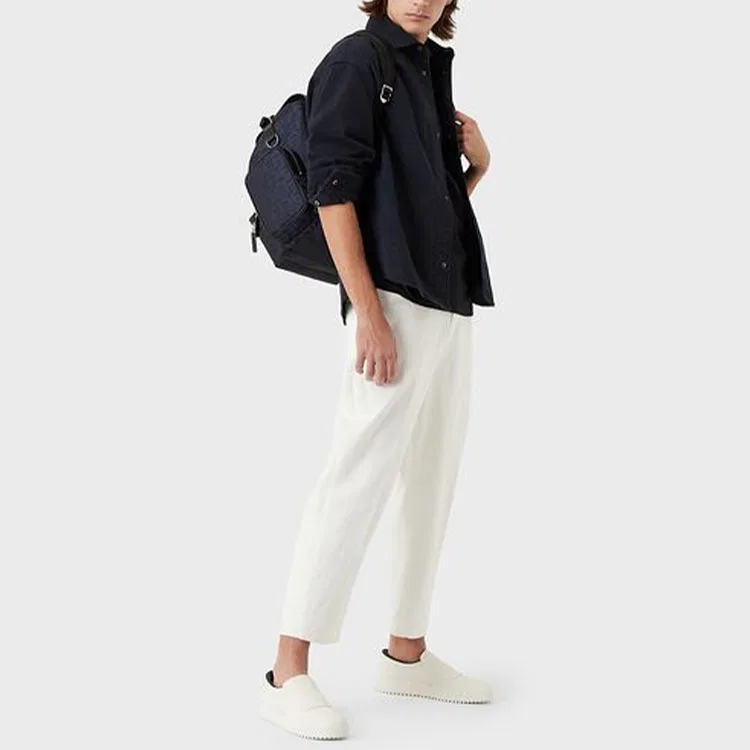 Мужская рубашка с лацканами Marine Blue EMPORIO ARMANI, Marine Blue — фото 3