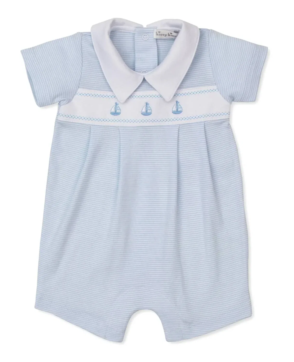 Детский комбинезон-плейсьют с коротким рукавом Classic Treasures kissy kissy, Light Blue Stripe