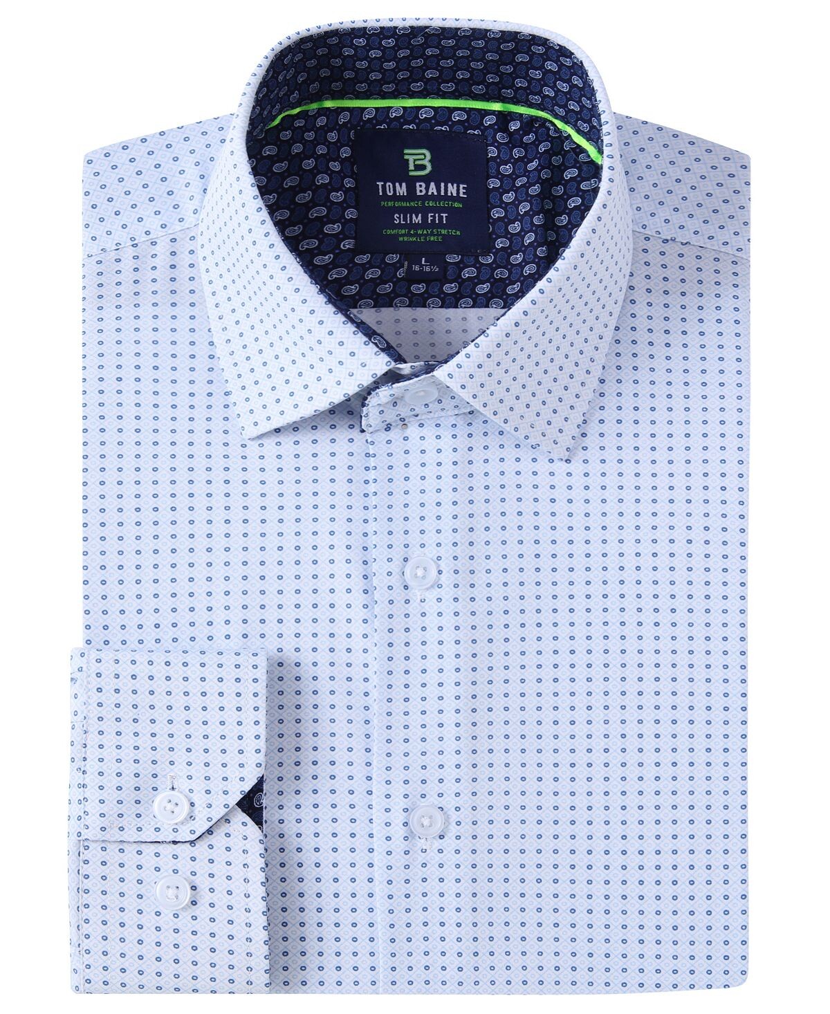 

Мужская классическая рубашка slim fit с длинным рукавом и геометрическим рисунком Tom Baine, синий