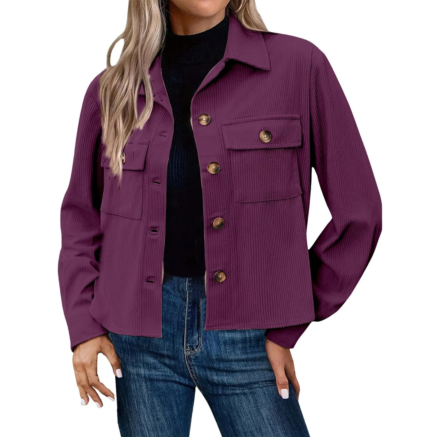 Женский джинсовый пиджак с длинным рукавом Corduroy Shacket, Viola