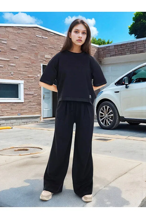 Детский спортивный комплект для девочек с регулируемой талией Sportswear Joui Co, Black