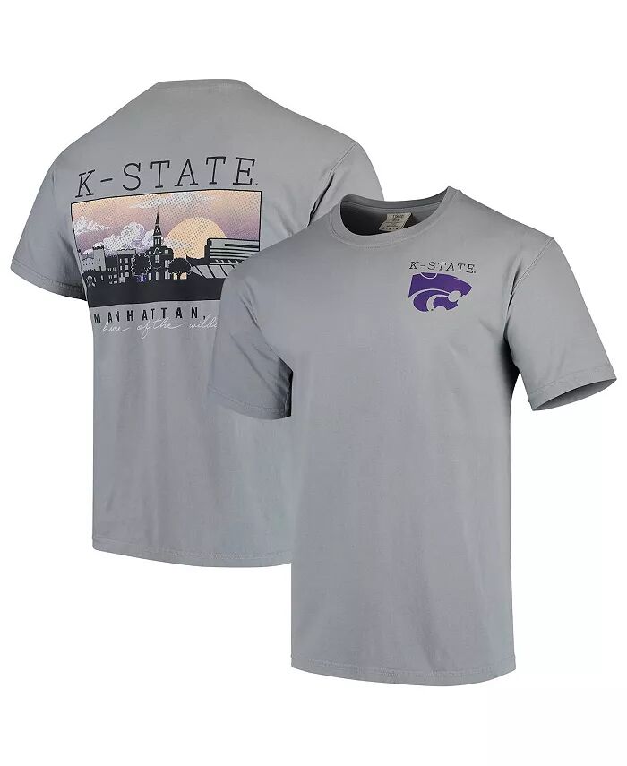 

Мужская серая футболка Kansas State Wildcats Team Comfort Colors Campus Scenery Image One