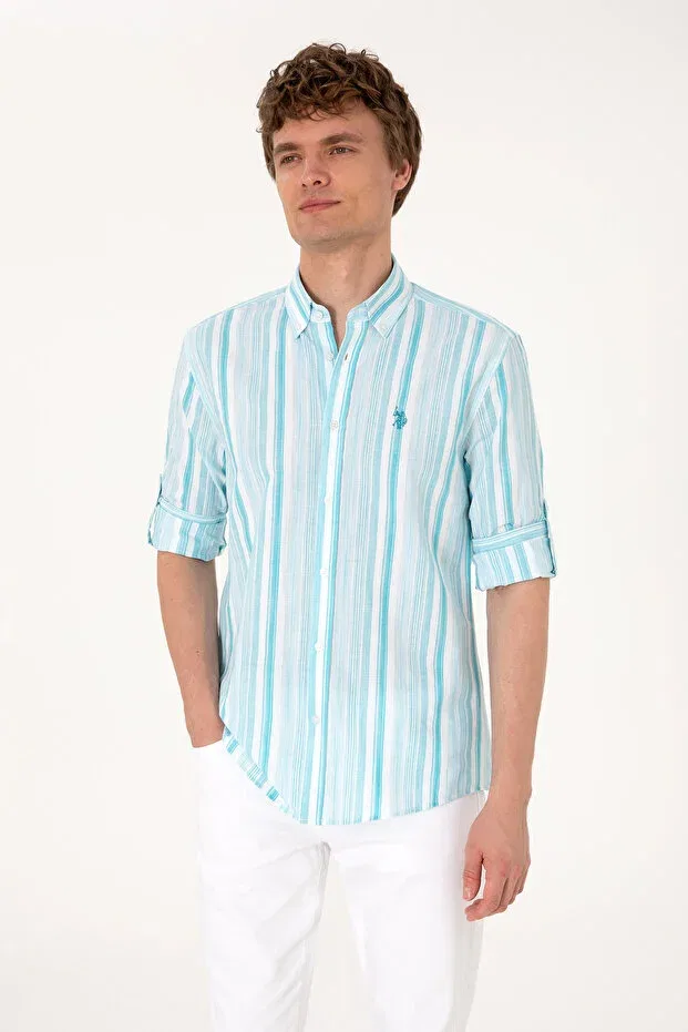 Мужская рубашка с длинным рукавом U.S. Polo Assn., Aqua — фото 3