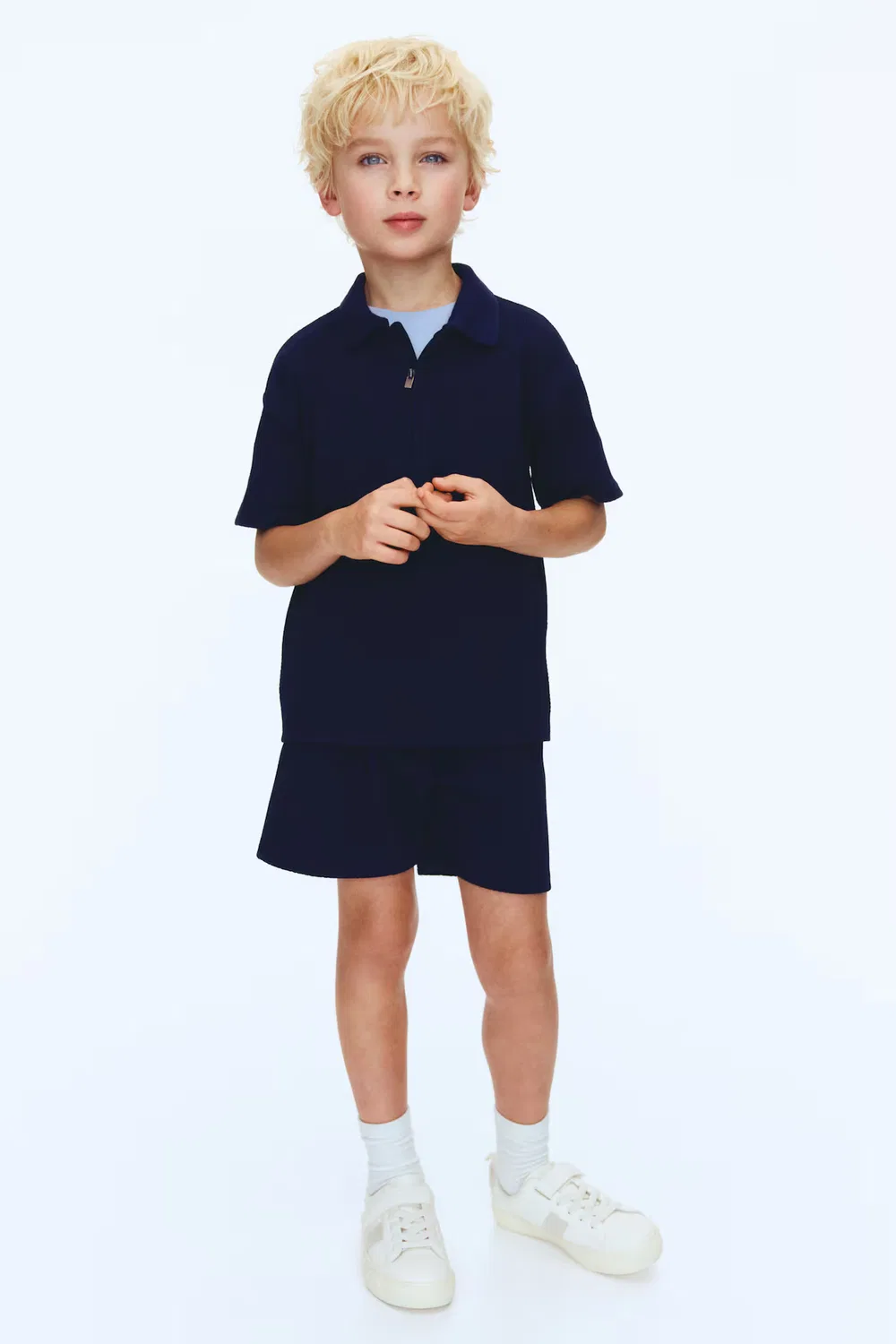 Комплект из двух предметов, изготовленный из фактурного трикотажа H&M, Marineblau