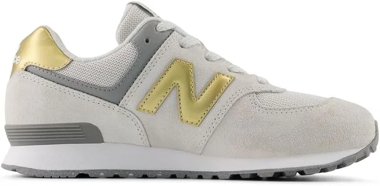 Детские кроссовки на шнуровке 574 V1 New Balance, Grey Matter/Sherbert — фото 3