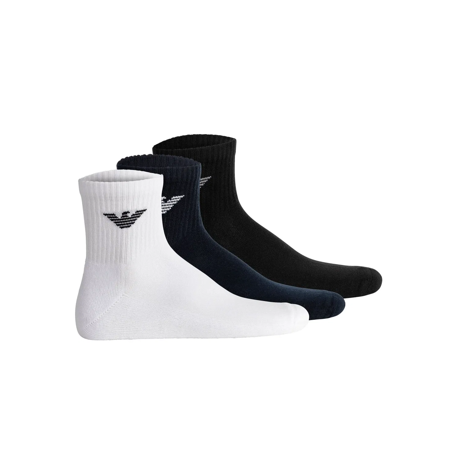 Мужские короткие носки-следы с логотипом Emporio Armani, White/Black/Blue