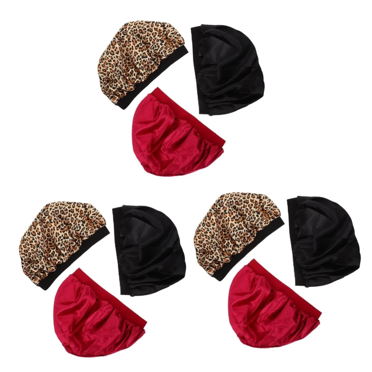 Набор шапочек для душа из сатина, DOITOOL, 9 шт, 29x29 см, Leopard Weinrot