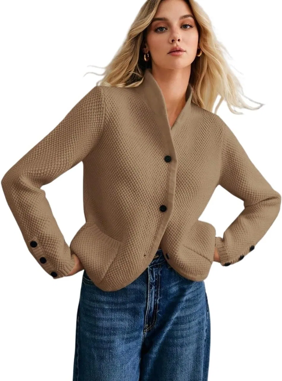 Женский кардиган oversize с длинным рукавом, кофейный/коричневый