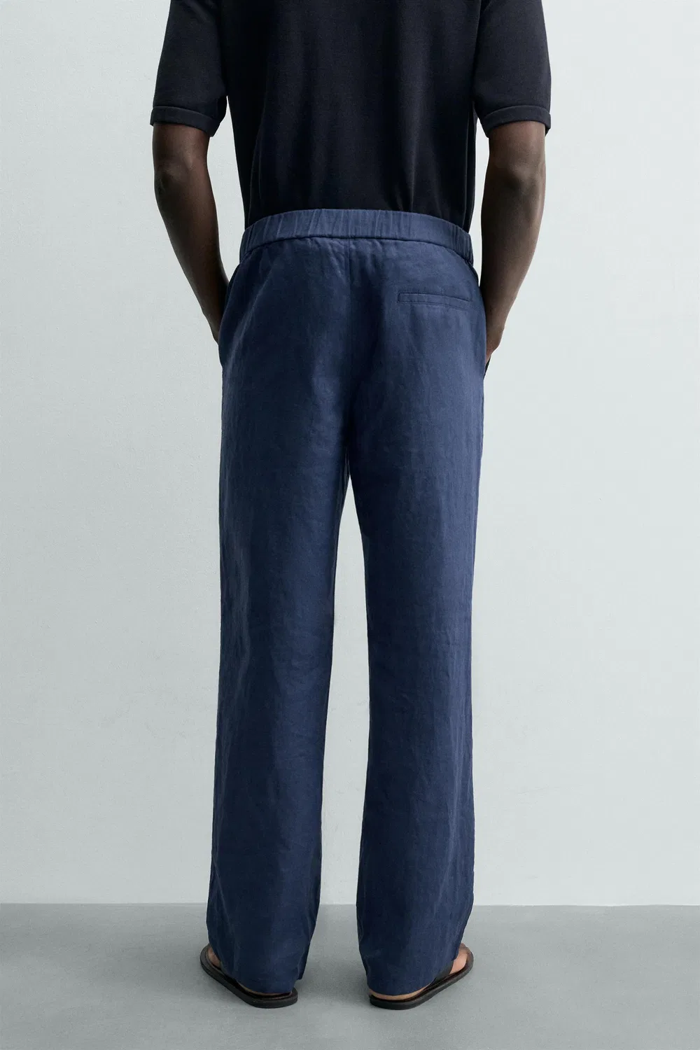 Брюки из 100% льна, стандартного кроя. ZARA, Navy blue — фото 3