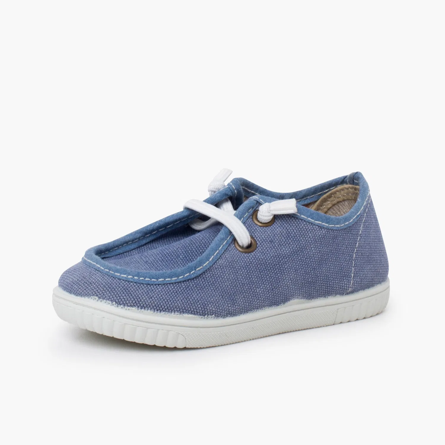 Детские туфли-лодочки для мальчиков на тонкой подошве Pisamonas Wallaby Boat Shoes Thin Sole Elastic Laces, Blue Jeans — фото 2