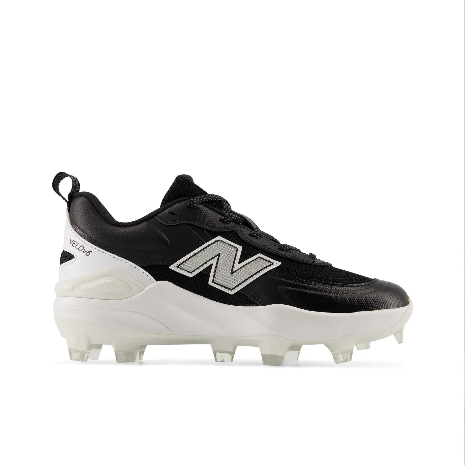 Детские бутсы для софтбола с сетчатым верхом Velo v5 Youth New Balance, Black With Metallic Silver