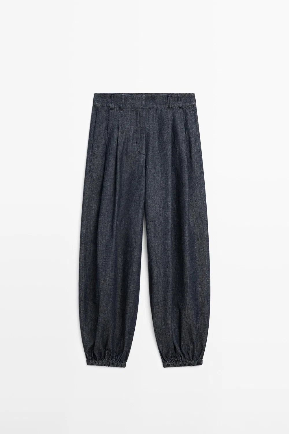 Джинсы Massimo Dutti Balloon Fit Denim, темно-синий — фото 2