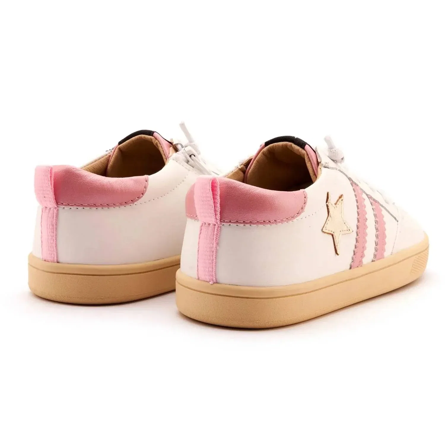 Детские кроссовки кожаные на шнуровке Old Soles Wos Runner, Snow/Gold — фото 3