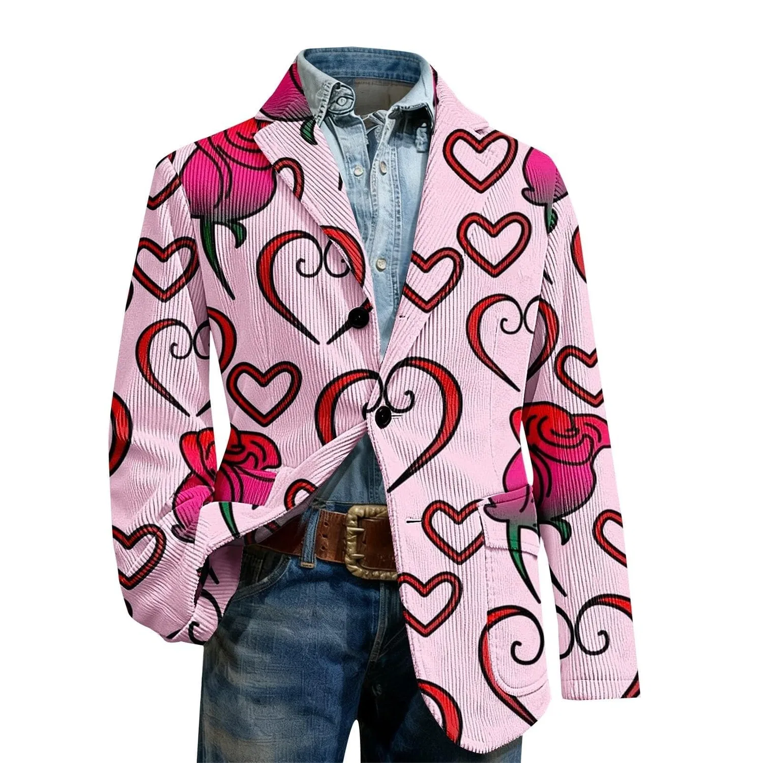 Женская куртка из вельвета с принтом Heart Print, Colore: Rosa