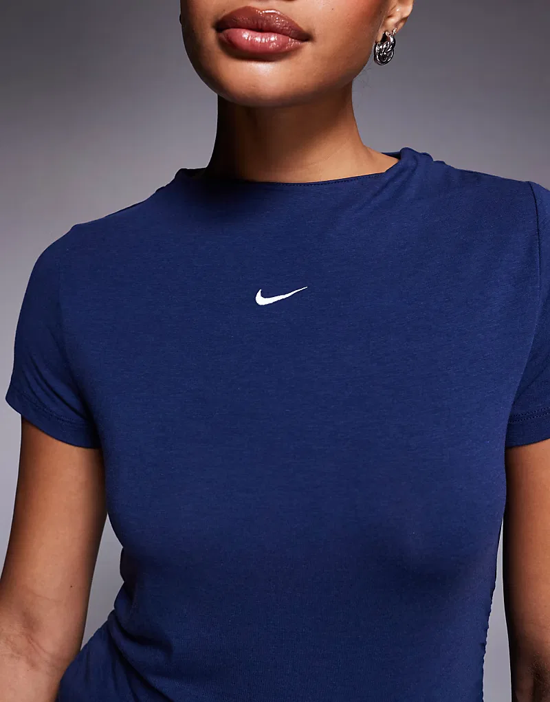 Футболка Nike Chill с высоким воротником, темно-синяя — фото 2