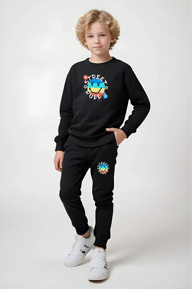 Детский спортивный комплект для мальчиков с принтом Fyk Kids, Black