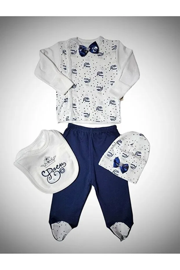 Детское боди-комплект с вышивкой Prince, Babyim, Navy Blue