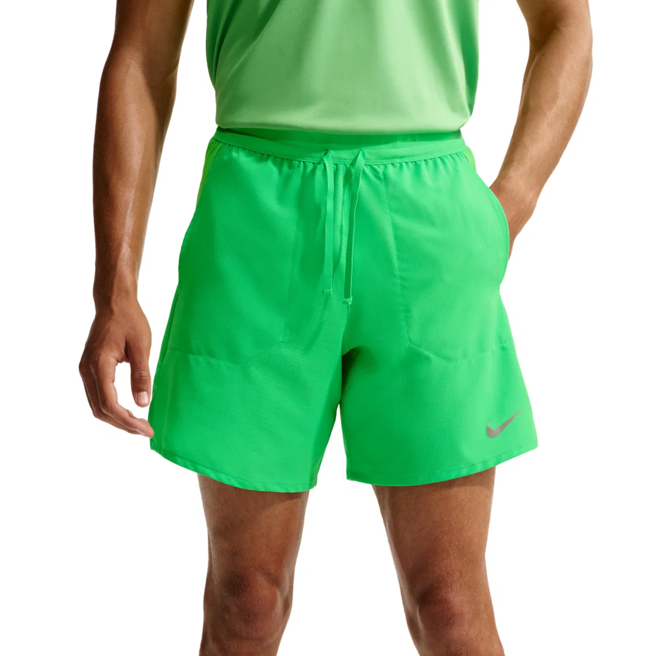 Мужские шорты для бега с встроенным бельем Nike Dri-FIT Stride, Green Spark Reflective Silver
