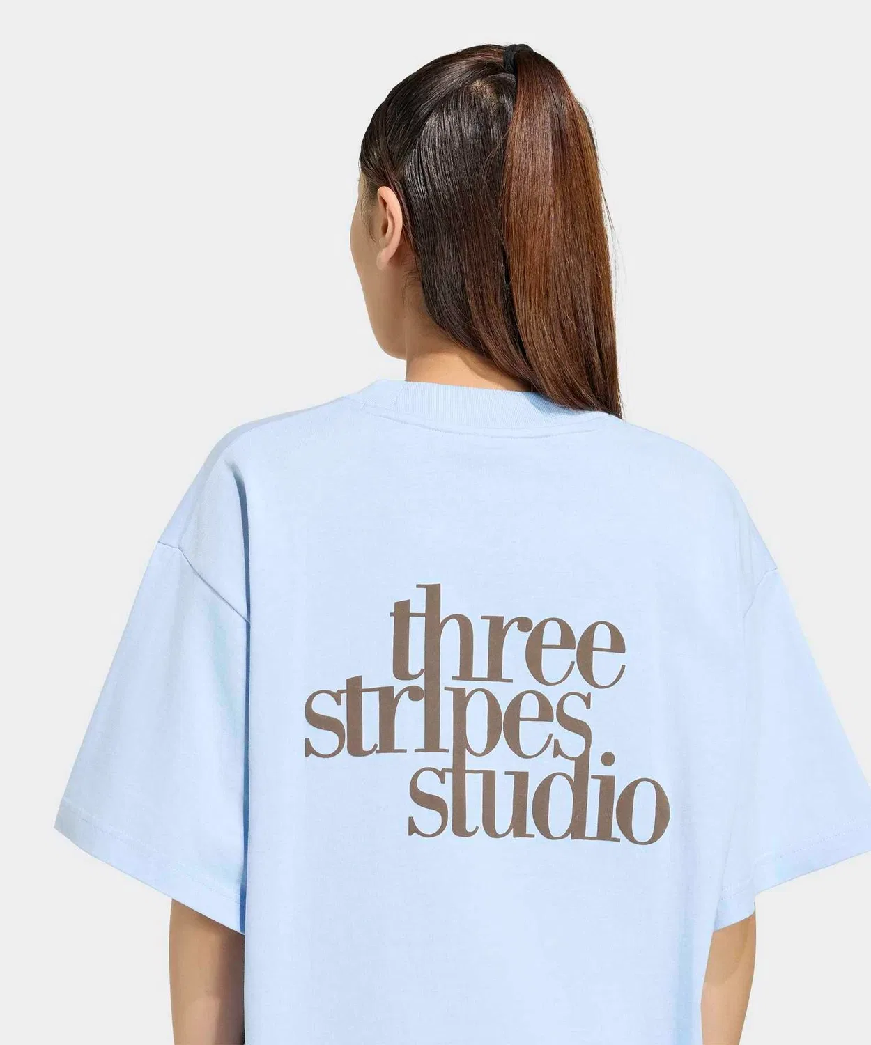 Женская футболка свободного кроя с принтом Three Bar Logo Adidas, Blue — фото 4