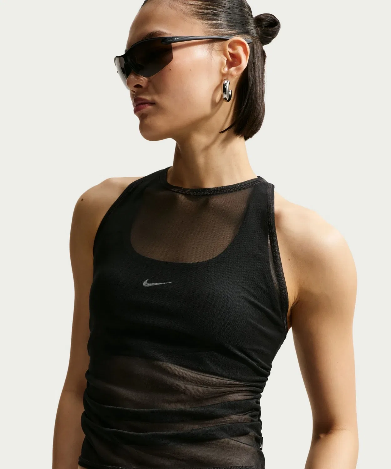 Женский топ без рукавов из шифона с брендом NIKE, Black