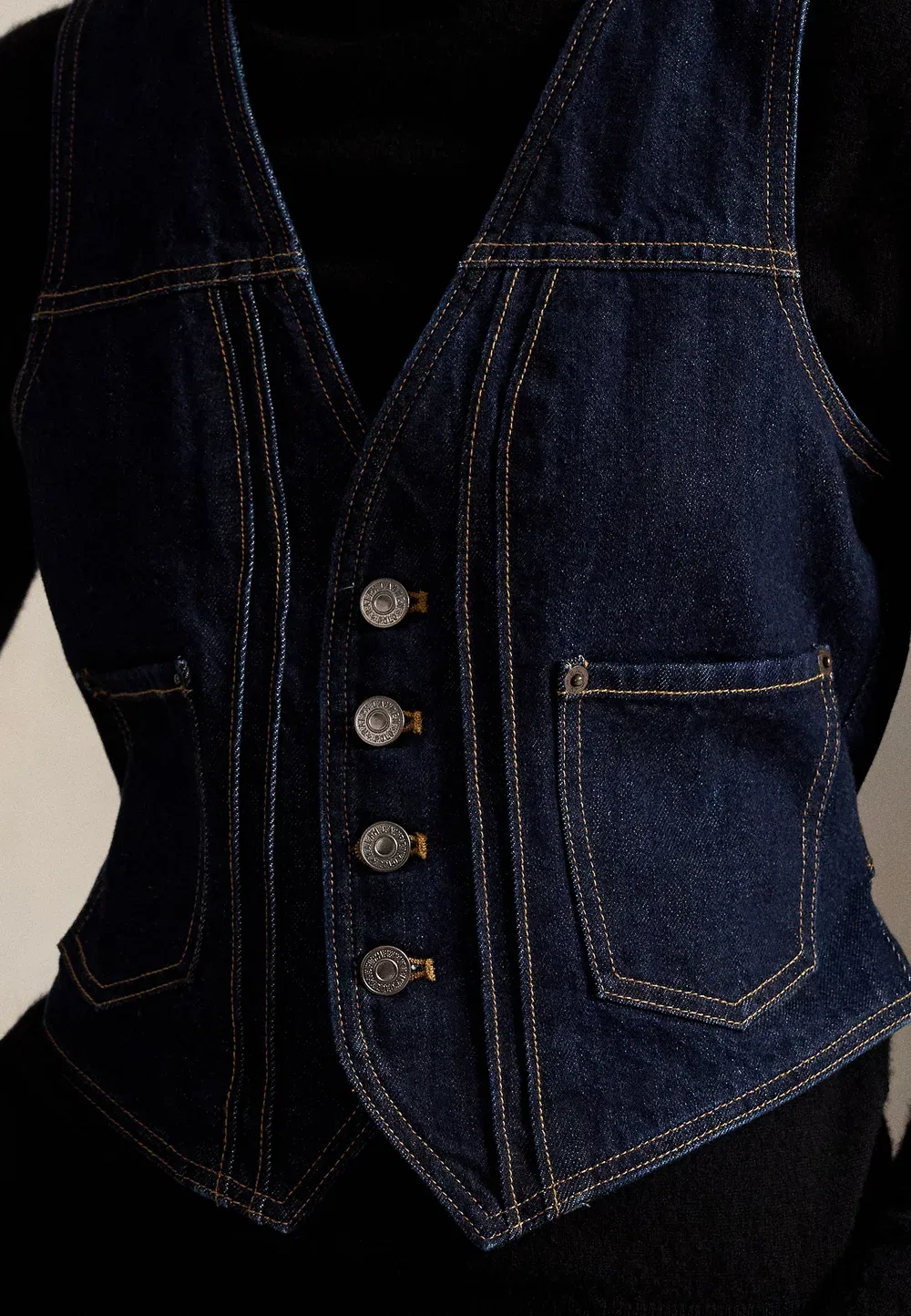 Джинсовый жилет в стиле милитари Polo Ralph Lauren, Cassis Wash — фото 4