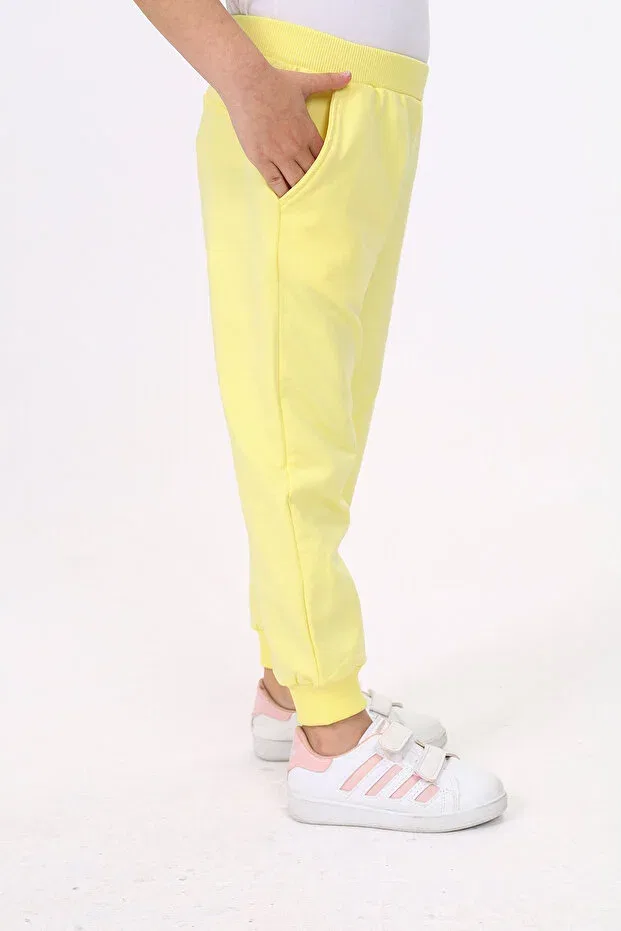 Детские спортивные штаны для девочек хлопковые Sportswear Toontoy, Light Yellow — фото 3