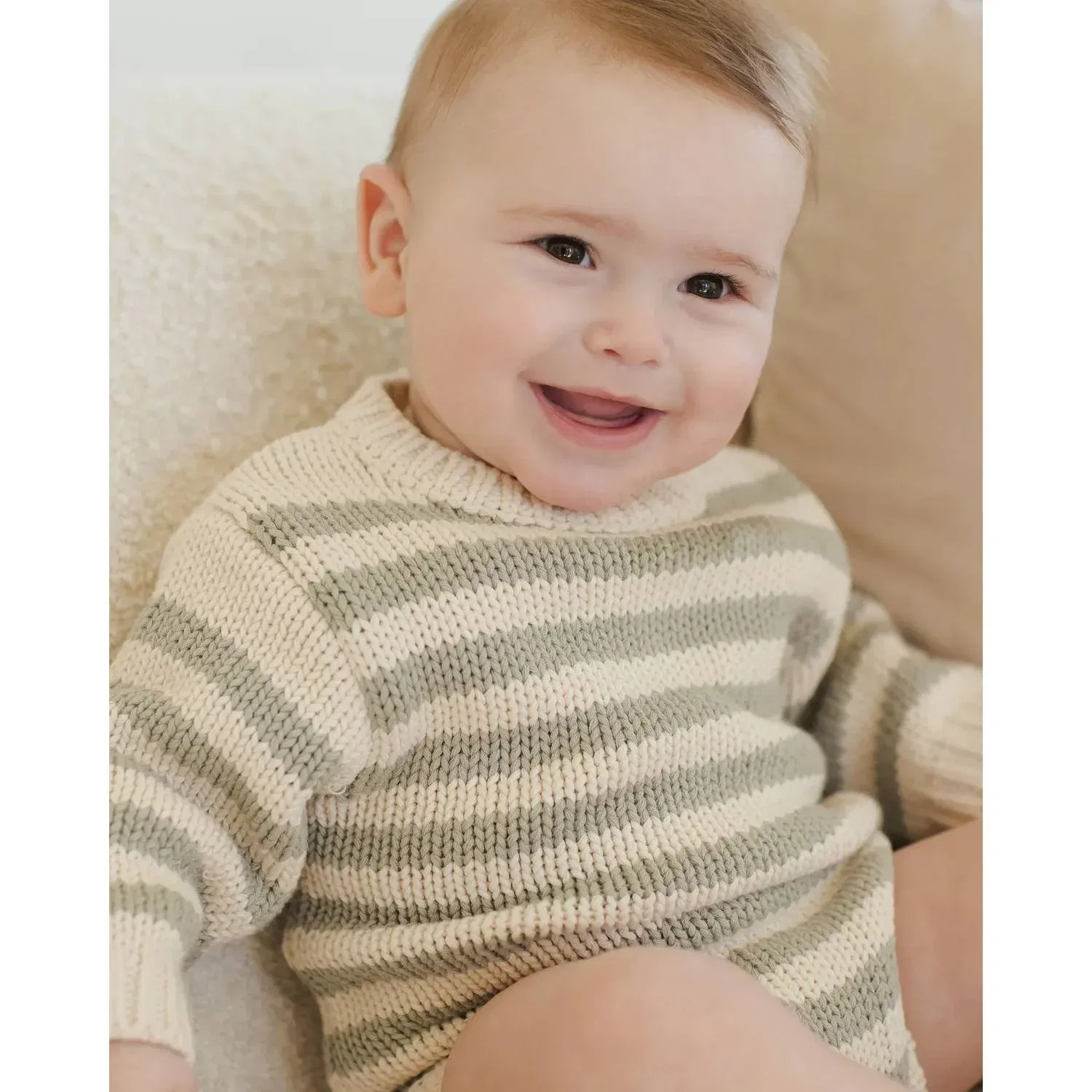 Детский боди-комбинезон из органического хлопка Quincy Mae Rex Romper Rylee + Cru, Fern Stripe — фото 3