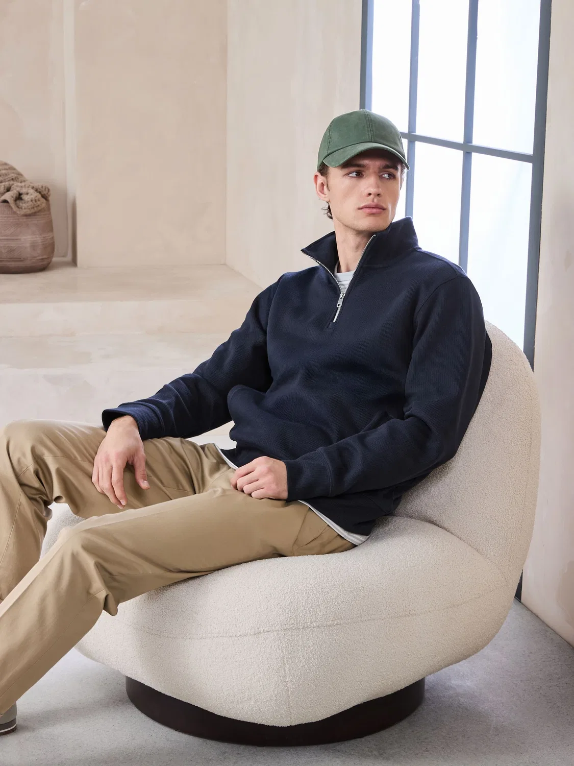Свитшот с четверть-застежкой, рифленая текстура, N. Premium Next, Navy — фото 3