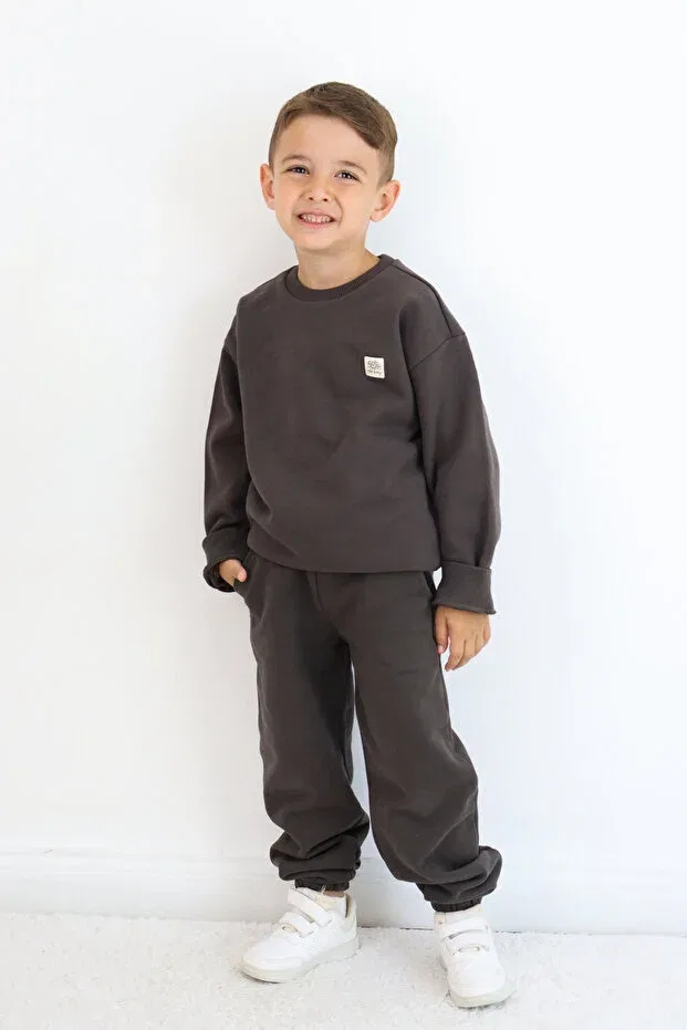 Детский комплект спортивного костюма с принтом Basics Miababy, Brown