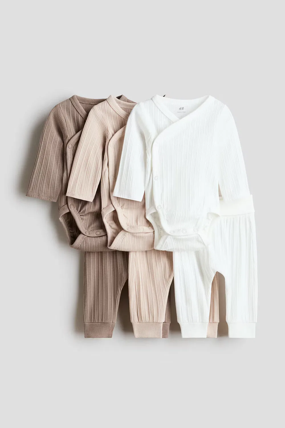 Комплект из 6 предметов, включающий боди и брюки H&M, Weiß/Beige