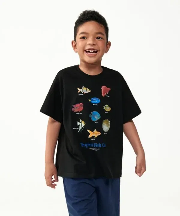 Футболка с принтом Tropical Fish, Takeasy Kids, черный — фото 3