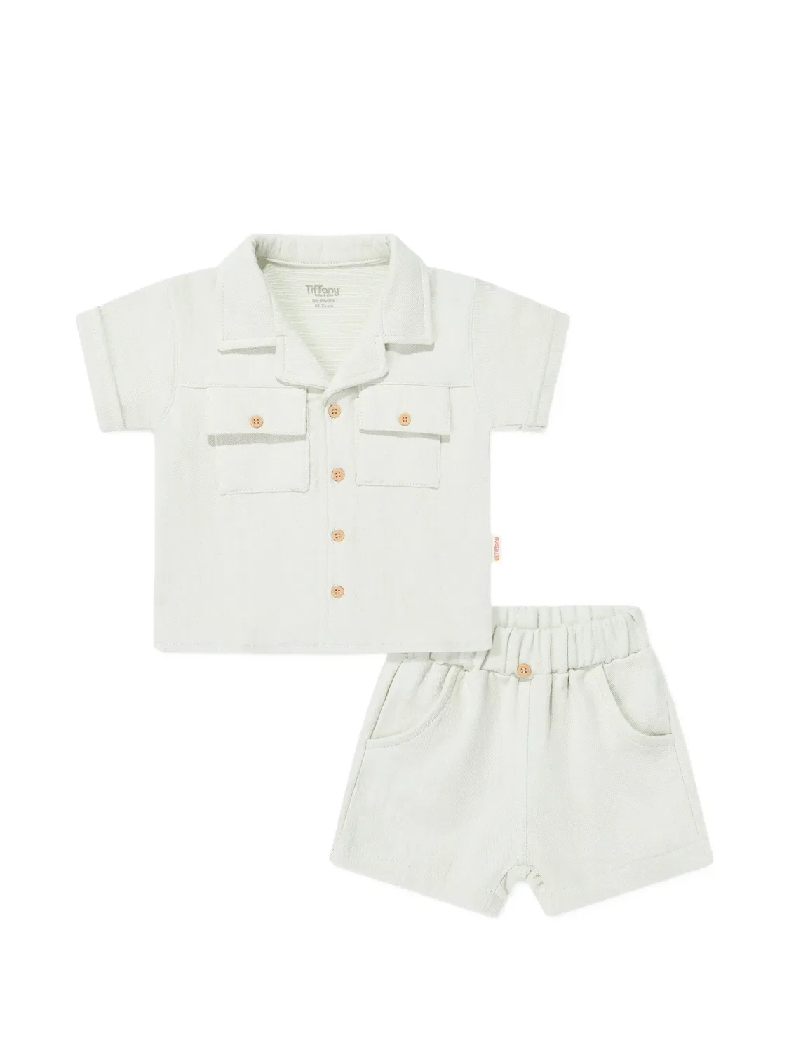Комплект из рубашки и шортов на пуговицах Tiffany Kids, зеленый