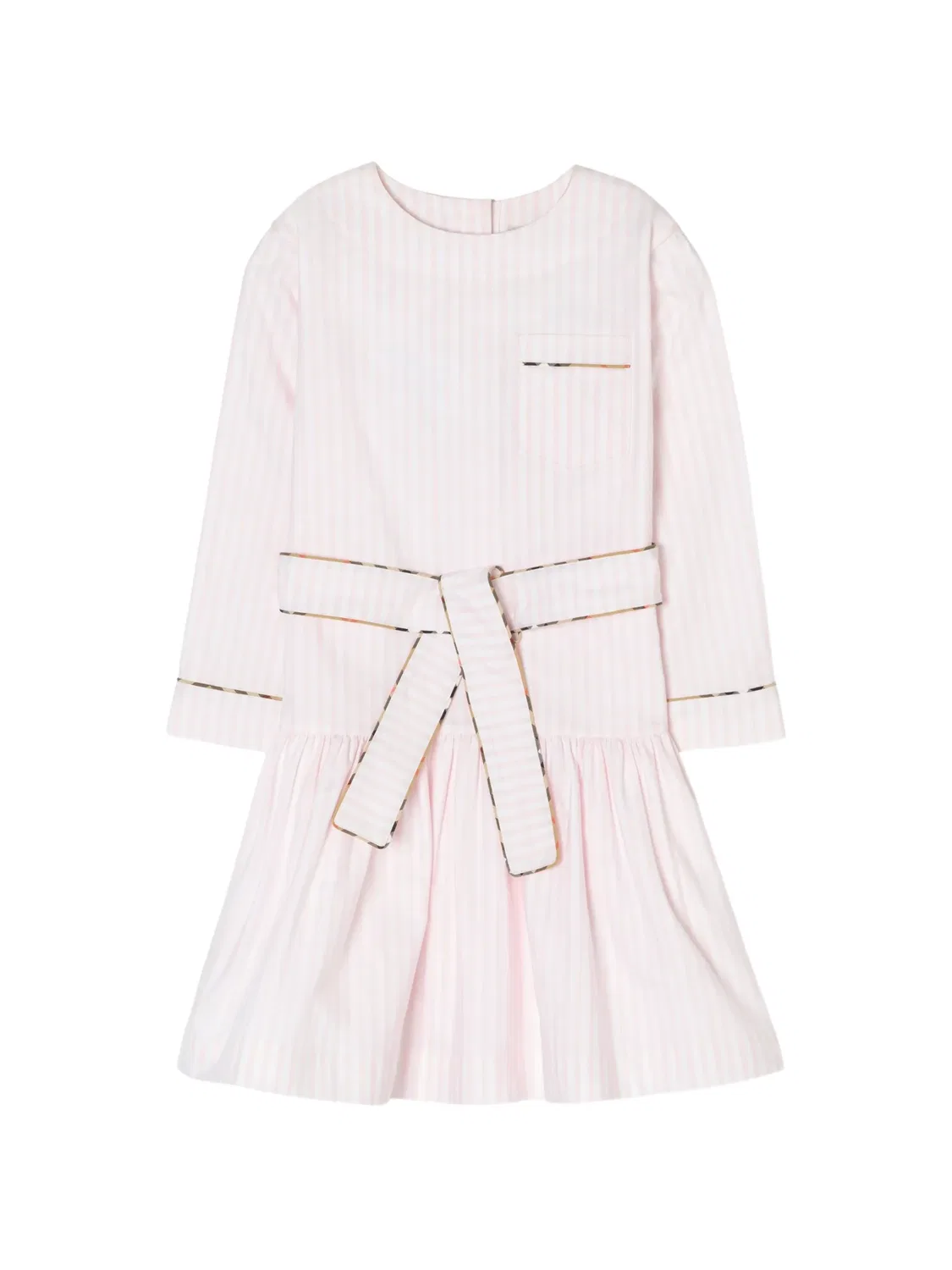 Платье с длинными рукавами и отделкой в клетку House Check Burberry Kids, розовый