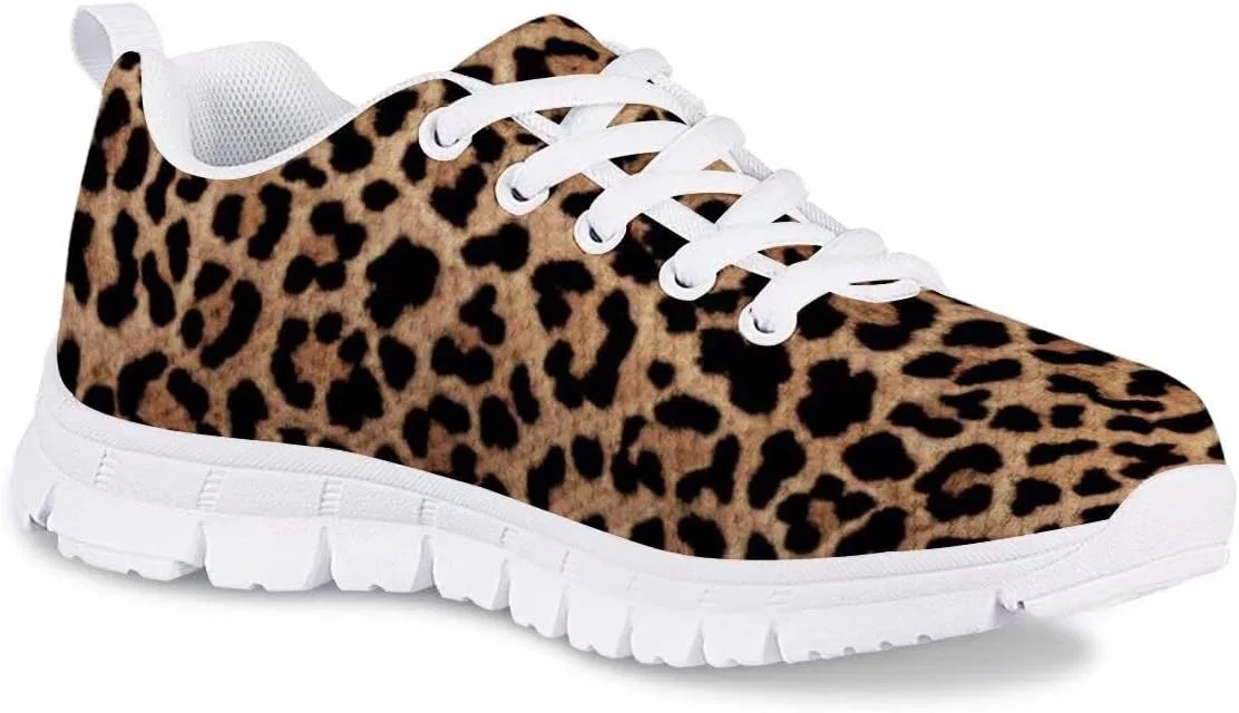 Детские кроссовки для девочек с принтом PinUp Angel Kid Girls Running Sports Sneakers Cute Casual Leopard/Floral Print Walking Shoes PinUp Angel, Brown Leopard — фото 2