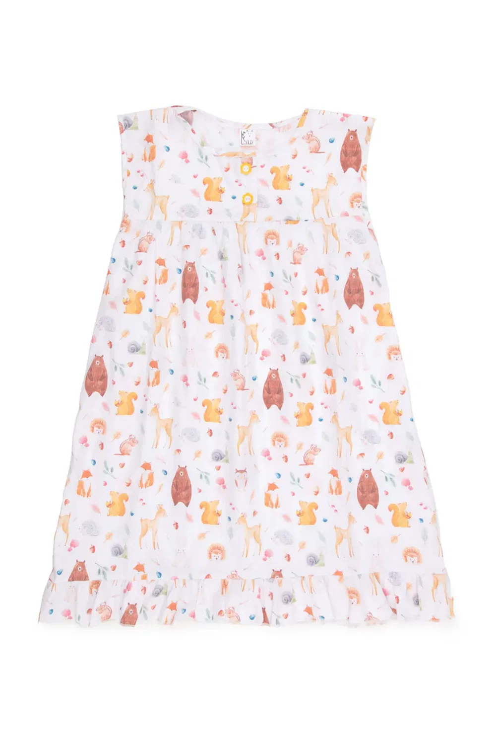 Детская хлопковая ночная рубашка без рукавов Woodland Friends Fox In A Box, White
