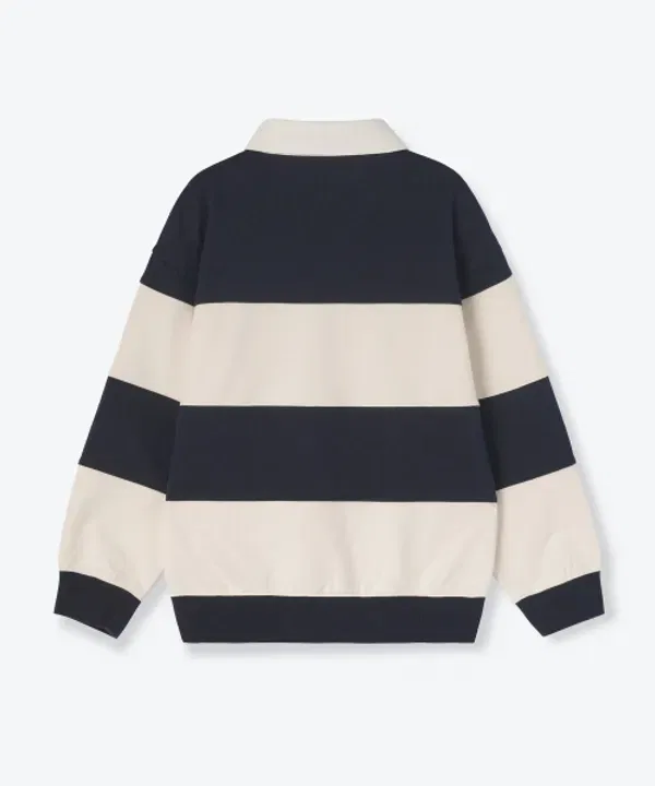 Свитшот оверсайз с полосками, регби, Musinsa Standard Kids, Navy/Cream — фото 3