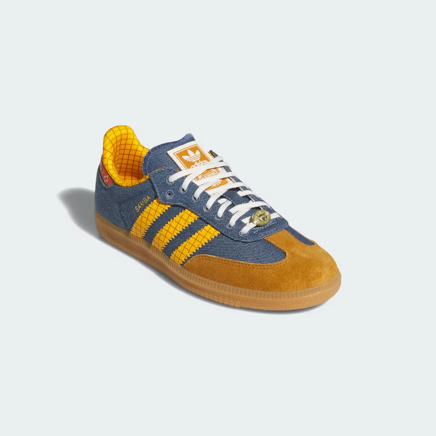 Детские кроссовки с принтом Pixar Toy Story Samba OG Adidas Originals, синий/желтый/молочно-белый — фото 4