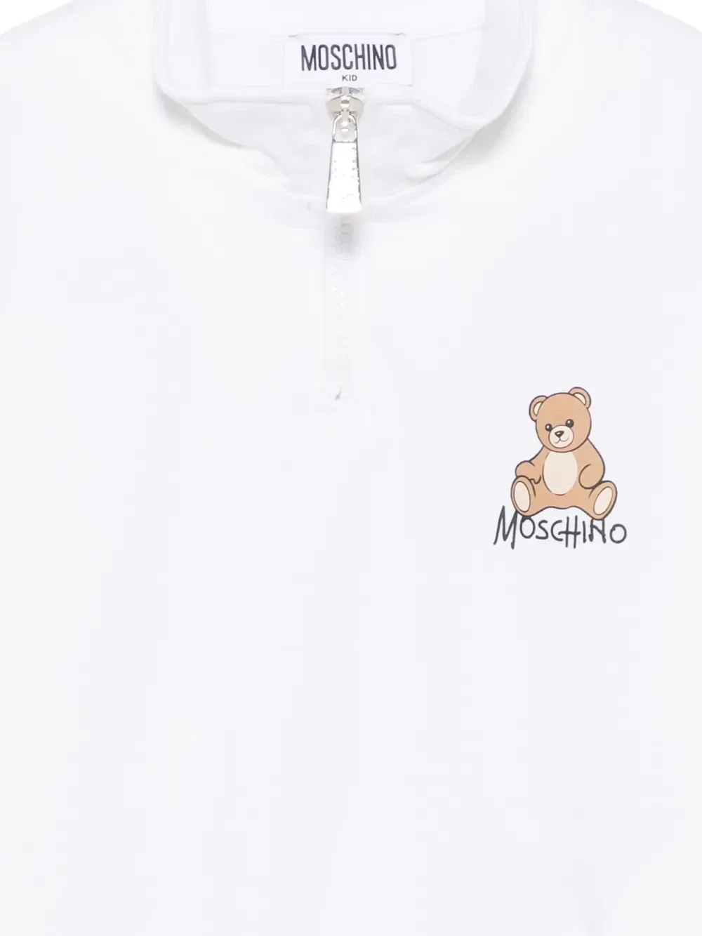 Полусвитшот Teddy Bear на молнии Moschino Kids, белый — фото 3