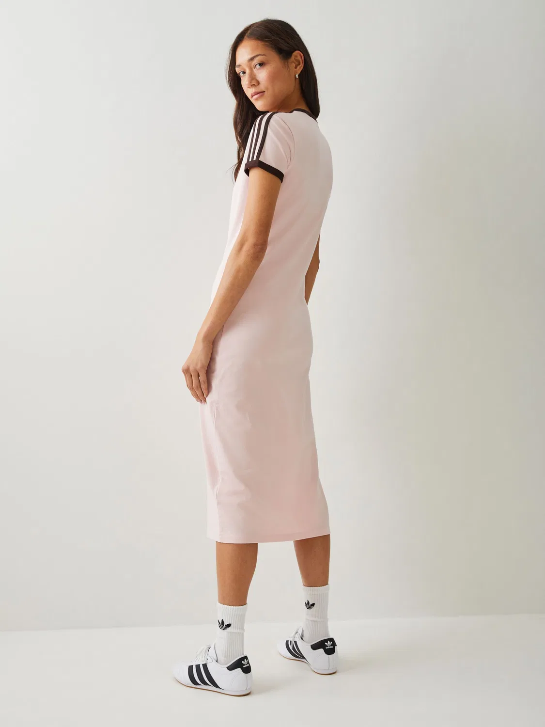 Платье с тремя полосками, slim fit, Adicolor, adidas Originals, розовый — фото 3