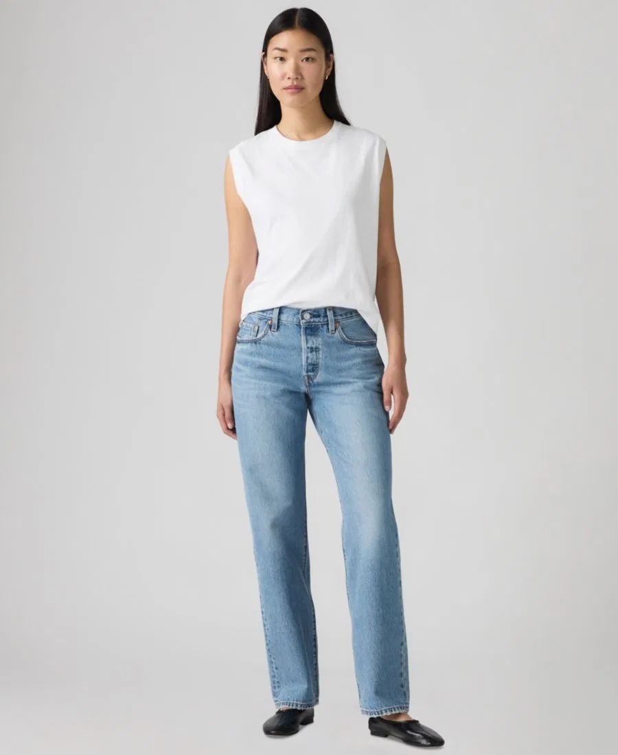 Джинсы прямого кроя с высокой посадкой 501 90's Mid-Rise Straight-Fit Jeans Levi's, In Love With You
